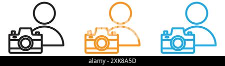Cameraman icon vector logo set collection or bundle pack group Stock Vector
