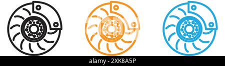 Car brake disk with caliper icon vector logo set collection or bundle pack group Stock Vector