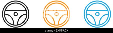 car Steering wheel icon vector logo set collection or bundle pack group Stock Vector