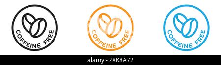 coffeine free icon vector logo set collection or bundle pack group Stock Vector