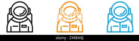 Cosmonaut icon vector logo set collection or bundle pack group Stock Vector