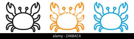 Crabs icon vector logo set collection or bundle pack group Stock Vector