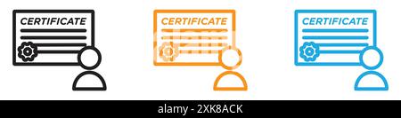 Course completion certificate icon vector logo set collection or bundle pack group Stock Vector