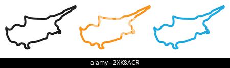 Cyprus map icon vector logo set collection or bundle pack group Stock Vector