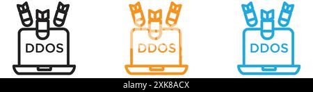 Ddos icon vector logo set collection or bundle pack group Stock Vector