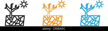 Drought icon vector logo set collection or bundle pack group Stock Vector