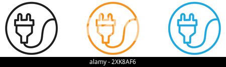 Electrical plug icon vector logo set collection or bundle pack group Stock Vector