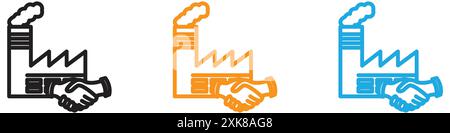 Factory deal icon vector logo set collection or bundle pack group Stock Vector
