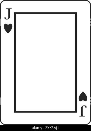 Jack of hearts playing card border or frame in black outline vector Stock Vector