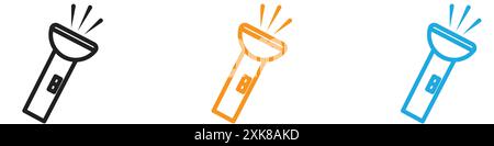 Flashlight icon vector logo set collection or bundle pack group Stock Vector