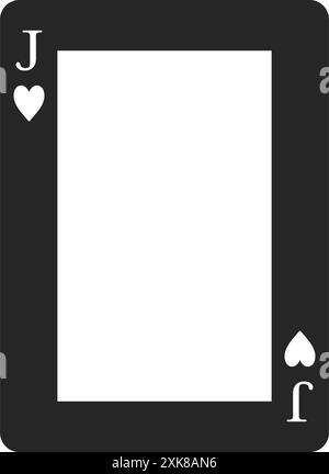 Jack of hearts playing card border or frame in black silhouette vector Stock Vector