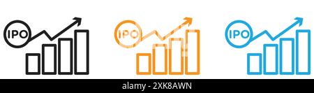 IPO Initial public offering icon vector logo set collection or bundle pack group Stock Vector