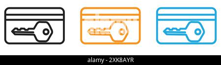 Keycard access icon vector logo set collection or bundle pack group Stock Vector