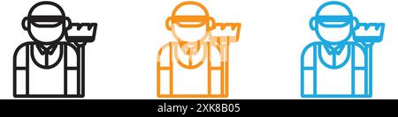 Janitor icon vector logo set collection or bundle pack group Stock Vector