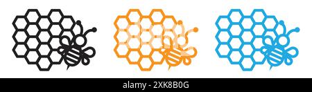 honeycomb icon vector logo set collection or bundle pack group Stock Vector