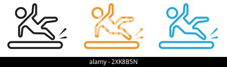 Man slide on slope icon vector logo set collection or bundle pack group Stock Vector