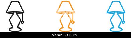 Night Bedside Lamp icon vector logo set collection or bundle pack group Stock Vector