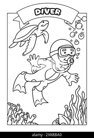 Occupations Coloring Pages for Kids Stock Photo