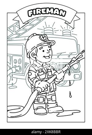 Occupations Coloring Pages for Kids Stock Photo