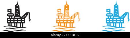 Oil platform icon vector logo set collection or bundle pack group Stock Vector