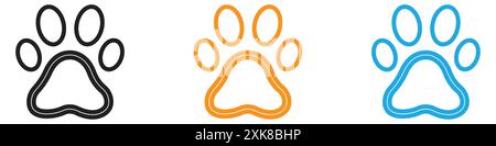 Paw icon vector logo set collection or bundle pack group Stock Vector
