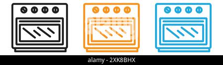 Oven icon vector logo set collection or bundle pack group Stock Vector