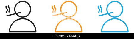 Person smoking icon vector logo set collection or bundle pack group Stock Vector