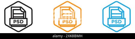 PSD File Format Icon vector logo set collection or bundle pack group Stock Vector