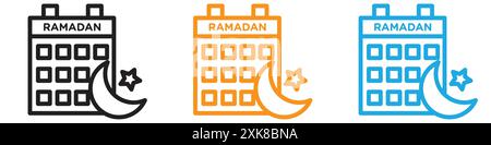 Ramadan Calendar Icon vector logo set collection or bundle pack group Stock Vector