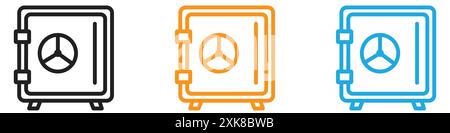 Safe vault box icon vector logo set collection or bundle pack group Stock Vector
