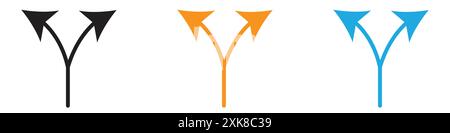 Separating arrow in two part icon vector logo set collection or bundle pack group Stock Vector