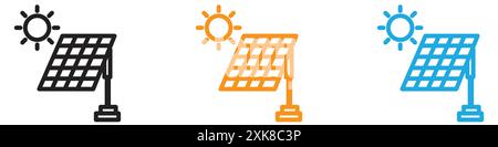 Solar panels icon vector logo set collection or bundle pack group Stock Vector