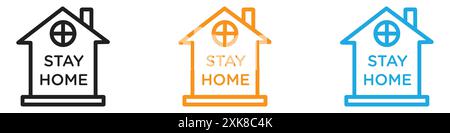 Stay home icon vector logo set collection or bundle pack group Stock Vector
