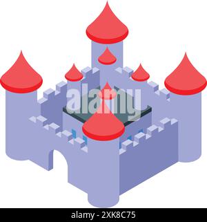 Majestic medieval castle with towers and a red roof, embodying history ...