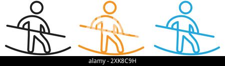 Tightrope walker icon vector logo set collection or bundle pack group Stock Vector