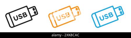 Usb icon vector logo set collection or bundle pack group Stock Vector