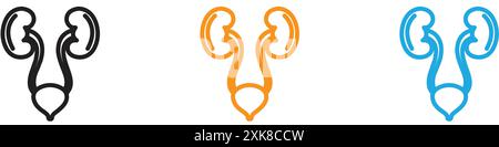 Urinary system icon vector logo set collection or bundle pack group Stock Vector