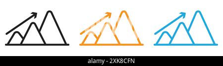 Uphill icon vector logo set collection or bundle pack group Stock Vector
