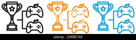 Video game contest icon vector logo set collection or bundle pack group Stock Vector