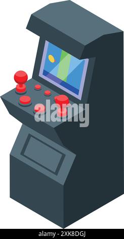 Arcade game machine displaying game over screen showing concept of losing Stock Vector