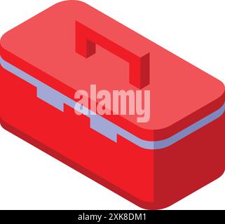 Red tool box for repairing home appliances isometric icon isolated on white background Stock Vector