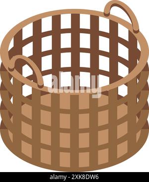 Empty wicker basket is standing on a white background Stock Vector