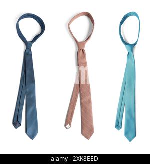 Many different ties isolated on white, set Stock Photo