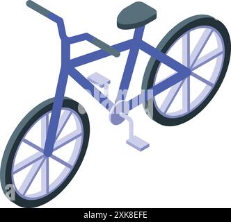 Modern bicycle standing on its pedals and wheels, isometric illustration Stock Vector