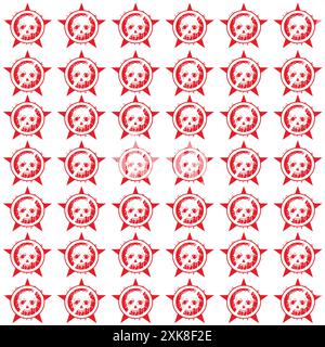 Seamless pattern with skulls on a black background. Vector illustration. Stock Vector