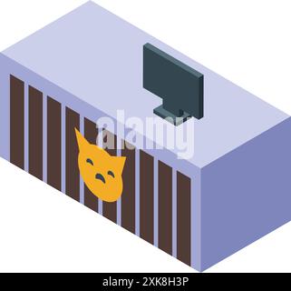Modern veterinary clinic reception desk with a computer, symbolizing professional animal care and technology in a medical setting Stock Vector