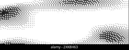 Wavy pixelated bitmap gradient texture. Dither spots background. 8 bit video game screen wallpaper. Retro glitchy pixel art illustration. Abstract vector curve dithering border overlay Stock Vector