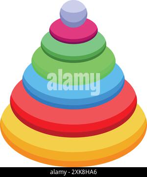 This colorful toy pyramid is perfect for illustrating concepts of early childhood education, play based learning, and child development Stock Vector