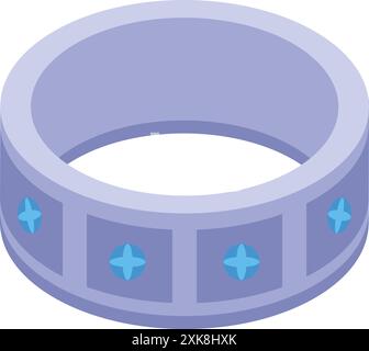 Silver ring with blue gems, modern jewelry for proposal or wedding Stock Vector