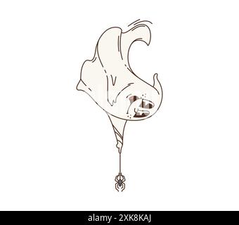 Ghost Insects Cartoon Spider with fly in web. Cute funny insects. Happy bug or beetle in ...